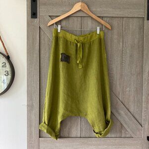 100% Linen Harem Pants, OS, mustard color